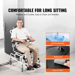 VEVOR Shower Wheelchair Bathroom Commode Wheelchair 17.5″w Seat 300lbs Capacity