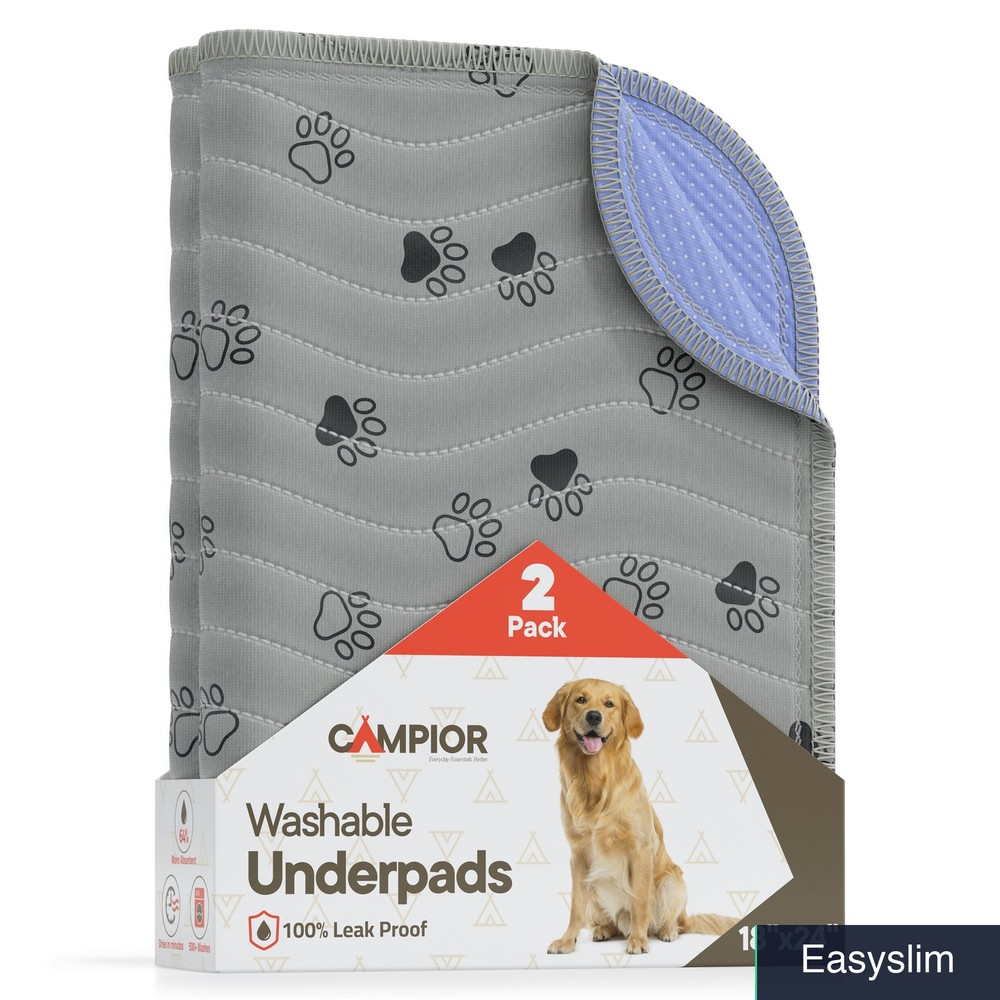 Washable Waterproof Underpads 18×24 Pet Bed Pads 2-Pack Reusable