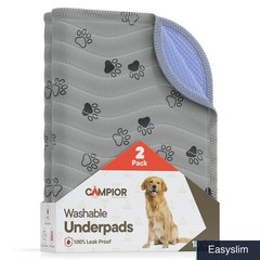Washable Waterproof Underpads 18×24 Pet Bed Pads 2-Pack Reusable