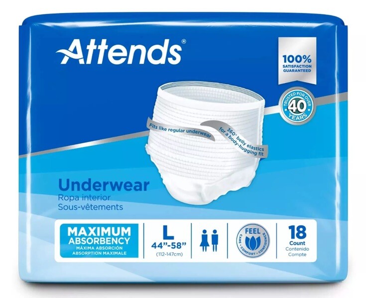 Attends Disposable Underwear Large Heavy 48 Ct