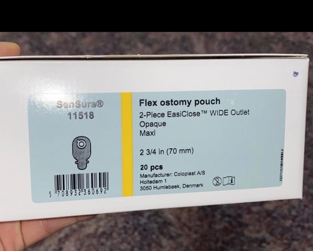 2 Coloplast Sensura 11518 Two Piece Easiclose Wide Outlet Opaque Maxi EasiClose