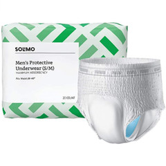 Solimo Men’s (S/M) Fits Waist 28-40″ Disposable Underwear Absorbency 20 Count