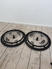 Pair 24″ Quickie TiLite Wheelchair Wheels Solid Tires Projection Handrims Quad
