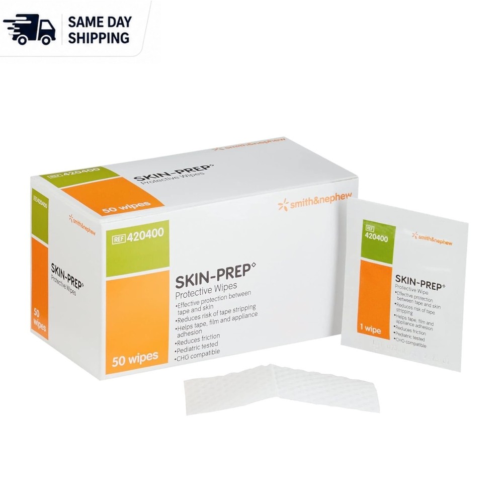 Sterile Skin Prep Barrier Wipes – 50 Count for Comfortable Adhesive Removal