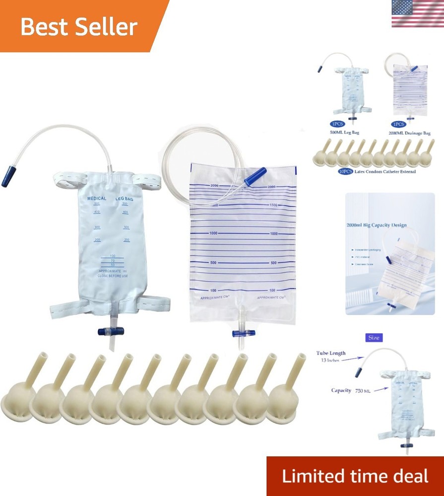 Condom Catheter External self Sealing Set 10pcs Male Condom Catheter 1pcs 500ml