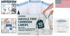 Universal Fit Commode Liners – 50 Count Disposable Toilet Bags for Caregivers