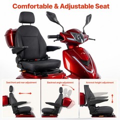 4-Wheel Electric Mobility Scooter 1000W for Adults & Seniors Top Speed 15.5mph
