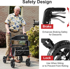 Rollator Walker for Seniors with Seat, Lightweight & Foldable, 8″ All-Terrain Wh