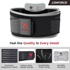COMFORCE Sacroiliac Hip Belt, Dual Adjustable Compression with Ice XL, Black