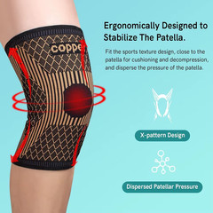 Compression Copper Knee (2Pack) Braces Sleeves Support Arthritis Joint Men Women