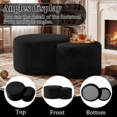 Bshomgi Boneless Ottoman Nesting Coffee Table Set Of 2Corduroy Soft Foot Rest