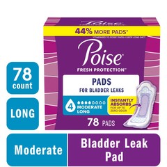 Incontinence Pads for Women, 4 Drop Moderate Absorbency, Long Length, 78 Count