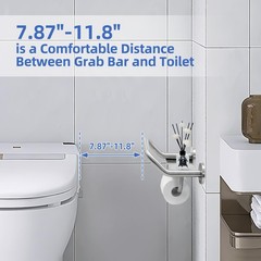 Grab Bar Toilet Paper Holder Combo, 3-in-1 Bathroom Grab Bar with Paper Holder