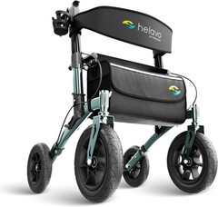 All Terrain Walker Rollator with 12” Pneumatic Tires – Foldable Outdoor Walke…