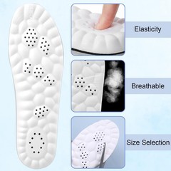 4D Cloud Insoles Memory Foam Soft Comfort US W:5-10/M:5-7, Black