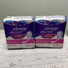 Always Discreet Very Light Long Liners 2 Packs of 44 Count 88 Total Bladder Leak
