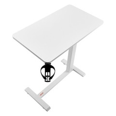 Overbed Table Mobile Bed Side Desk with 4 Hidden Wheels Cup Holder White