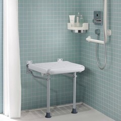 Folding Wall-Mounted Shower Seat – Space-Saving Bench, 500 lbs Capacity for Seni