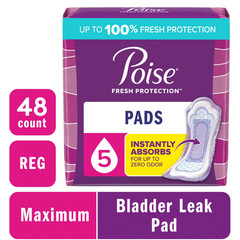Poise MAXIMUM Absorbency Regular Incontinence Pads 48 Count