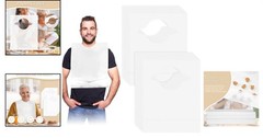 Disposable Adult Bibs for Eating with Crumb Catcher White Waterproof Protecti…