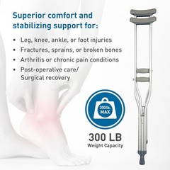 Lightweight Aluminum Crutches – Pair for Adults & Children