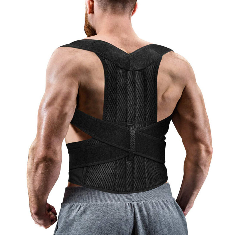 Unisex Posture Back Lumbar Waist Support Corrector Brace Shoulder Belt Girdle US
