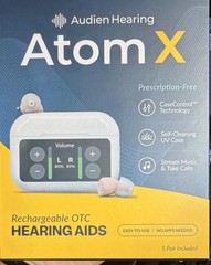 Audien Hearing Atom X ITE Rechargeable Hearing Aids Stream Calls/Music w/ Case