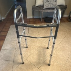 Carex Adjustable Height Walking Frame Walker, Aluminum, Silver/Gray Indoor