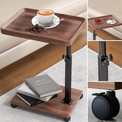 Garveelife C Table End Table Adjustable Height For Couch 360Swivel Tv Tray