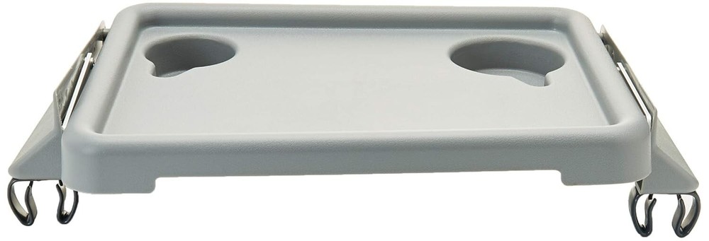 Lumex Folding Walker Tray with Cup Holders and Tool-Free Assembly, Grey