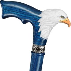 Hand-Painted Wooden Carved Walking Cane for Men – Bald Eagle – Unique Wood Ca…
