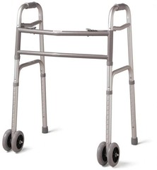 Medline Bariatric Folding Walker Extra Wide Capacity 5 In. Wheels /Silver