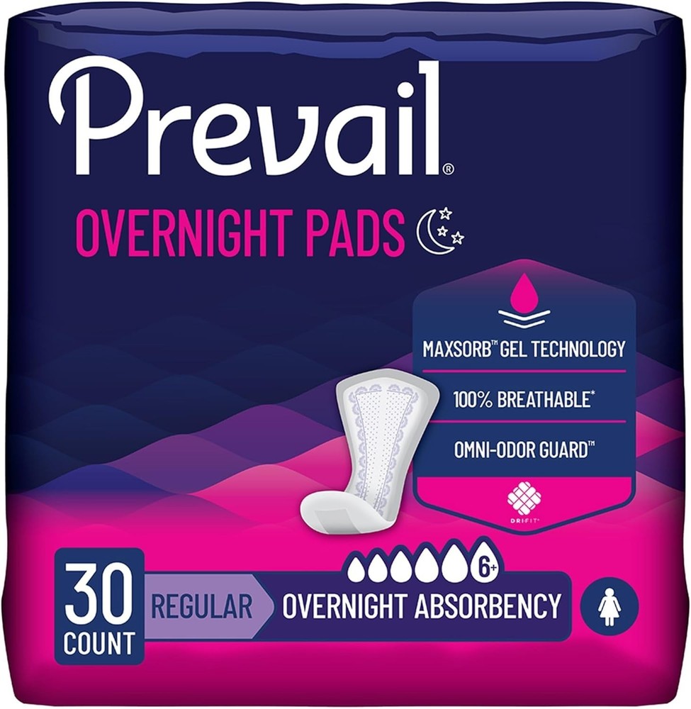 Prevail Proven Incontinence Pads 6+ Drop Overnight Absorbency