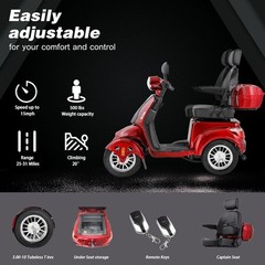 Heavy Duty 4 Wheel Mobility Scooters for Seniors & Adults 500lbs Capacity Electr