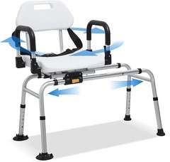 Sliding Shower Chair Transfer-Bench 360° Swivel Seat for Elderly Disabled PIDOSO