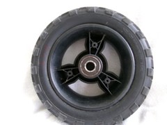 2.5 X 9 Front Wheel Black Flat Free tire on Silver and Black Rim # 6122