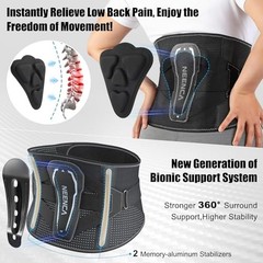 Back Brace for Lower Back Pain with Bionic Support System, Medium Black-Single