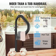 Aluminum Spa Grip Rail 48-63in Extendable 360° Rotation 600lb Load Bearing