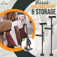 Refurbished Walking Cane with Light & Alarm – Foldable Adjustable – Size M