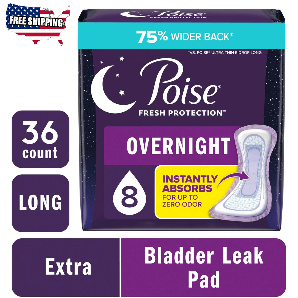 Overnight Incontinence & Postpartum Pads for Bladder Leaks, 8 Drop, 36 Count👌✅