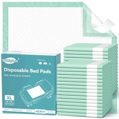 MILDPLUS Bed Pads with Adhesive Strips 30″x36″-30 (Adhesive), Green
