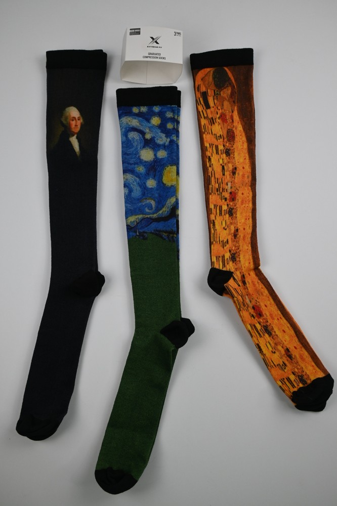 Unisex Extreme Fit Graduated Compression Socks 3-Pairs Mix Art Multicolor L/XL
