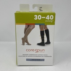 Core-Spun Gradient Compression Support Socks 30-40mmHg (Black) Size Large