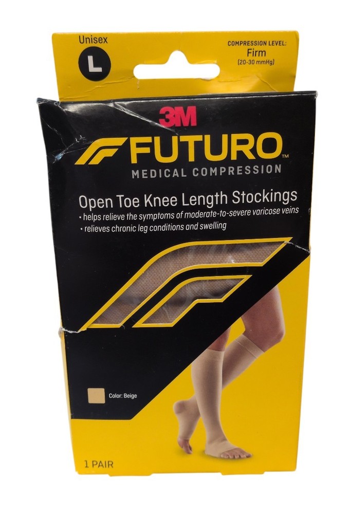 3M Futuro Medical Compression Open Toe Knee Length Stockings Unisex Large Firm