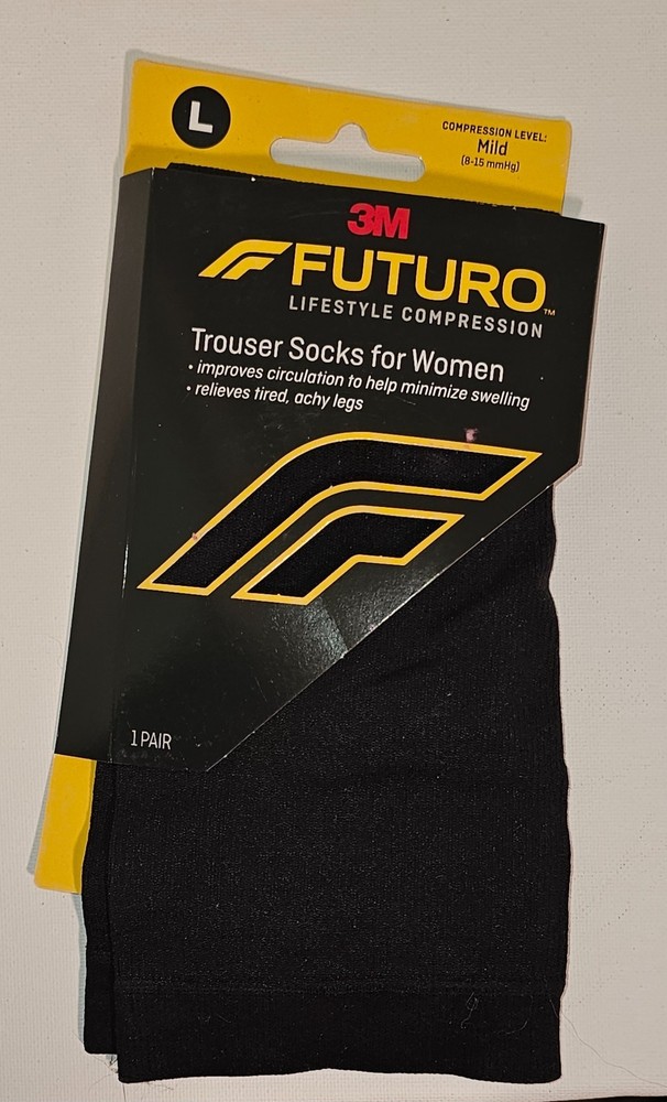 3M Futuro Trouser Socks for Women Moderate Compression Size: L Black 1 Pair