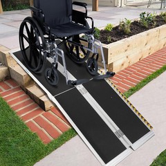 2/3/4/5/7/8/10FT Home Wheelchair Ramp Non-Skid Folding Aluminum Ramps Steps New