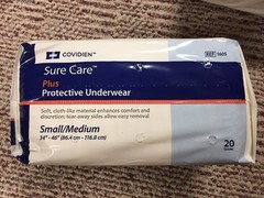 80 Pieces Covidien Ref 1605 Sure Care Unisex S/M Heavy Underwear – Like Attends
