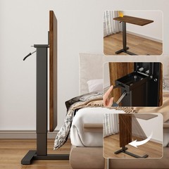 Overbed Bedside Table with Wheels Hospital Bedside Desk,Brown