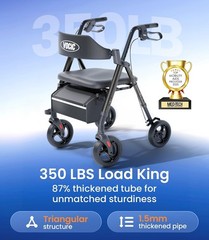 Lightweight Z21 Rollator Walker, 350lb Support, Quick-Fold Design for Seniors
