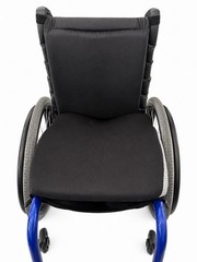 Quickie Manual Wheelchair w/ Padded Armrests, 4 Wheels, Blue & Black